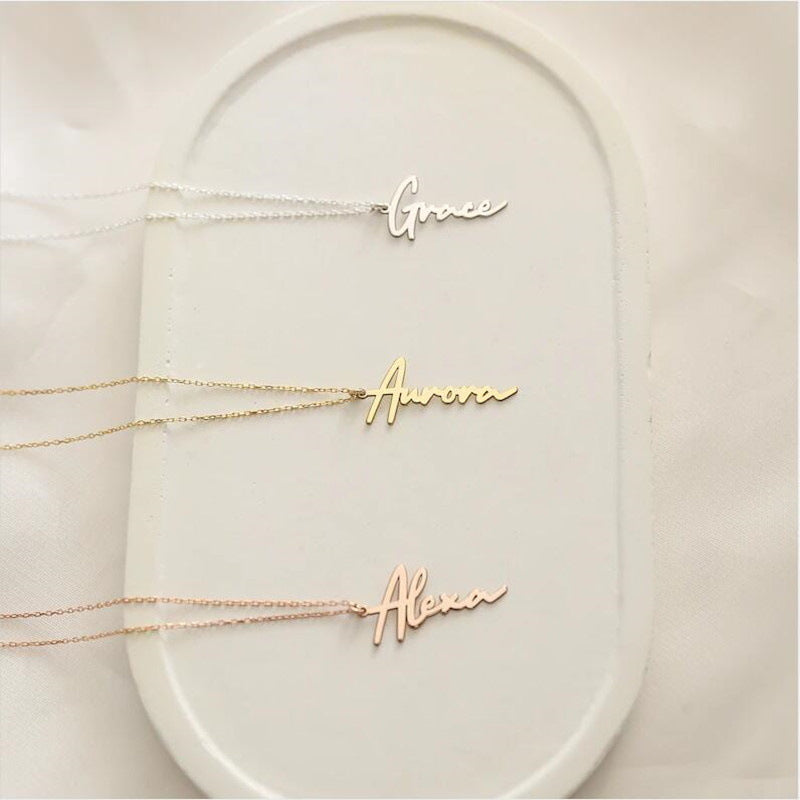 Handmade Vertical Name Signature Letter Necklace
