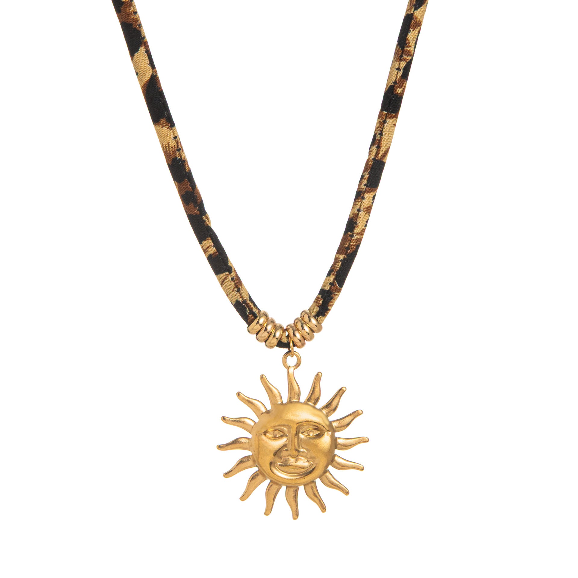 European And American Style Women's Jewelry Niche Geometric Pendant Design Leopard Print Rope Necklace