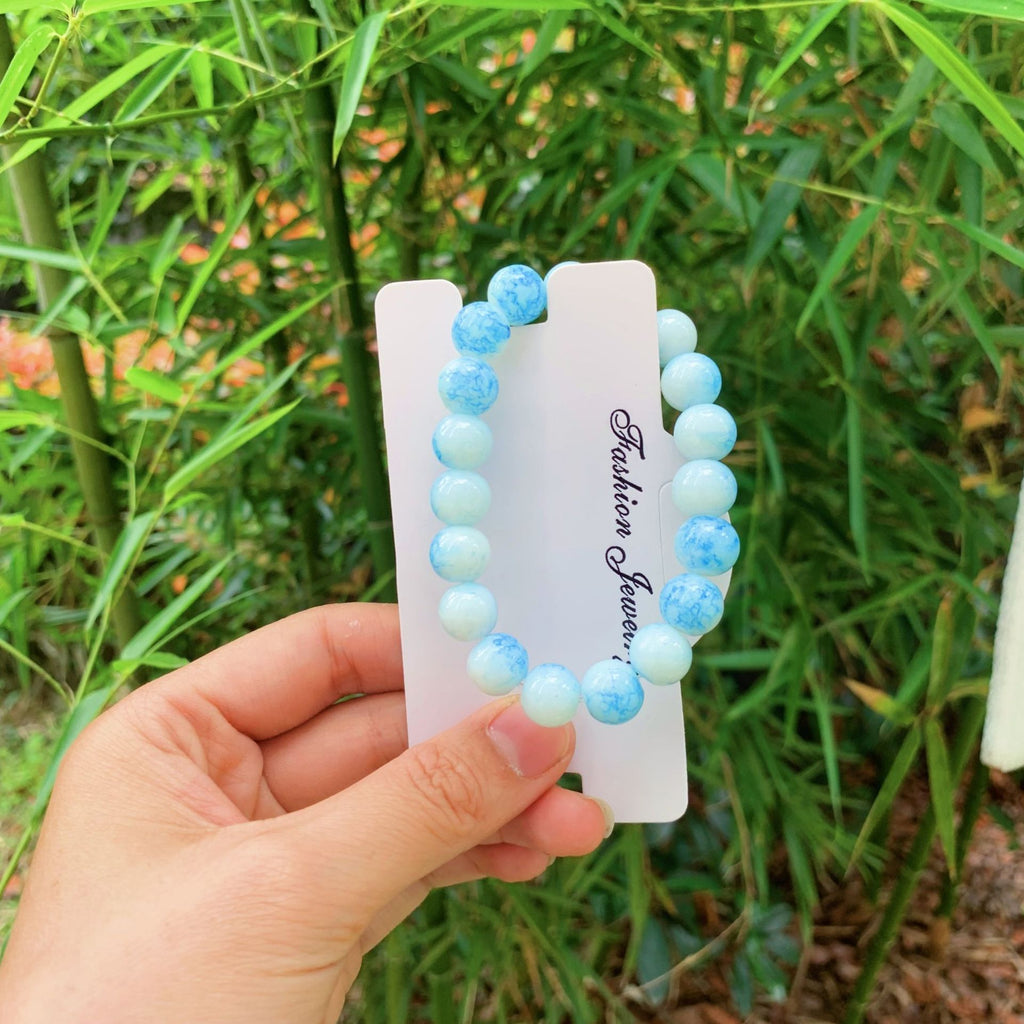Pulsera de cristal, pulsera de cerámica, caja de regalo de porcelana azul y blanca