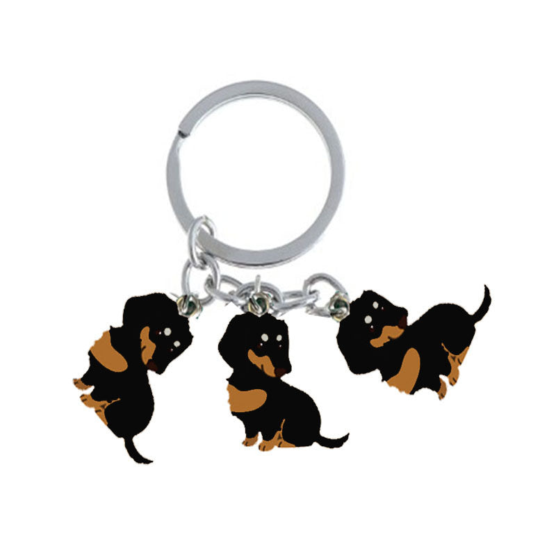 Llaveros de metal con forma de perro, estilo americano