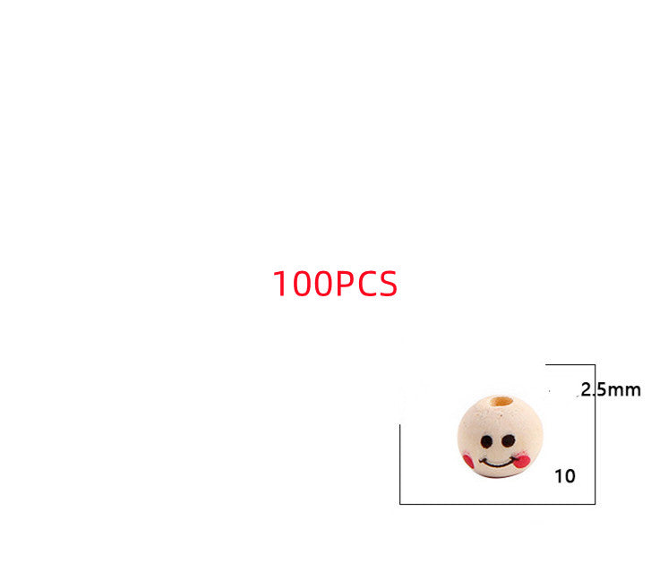 DIY Children's Log Color Smile Doll Head Beaded Accessories