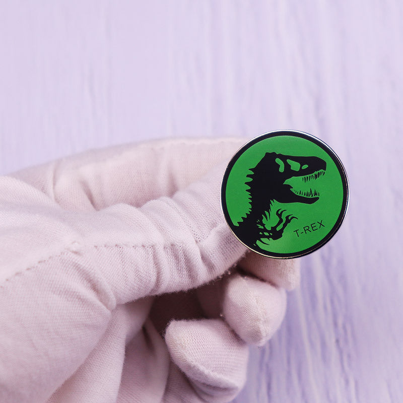 Pin Broche de esqueleto de dinosaurio, accesorios de insignia verde