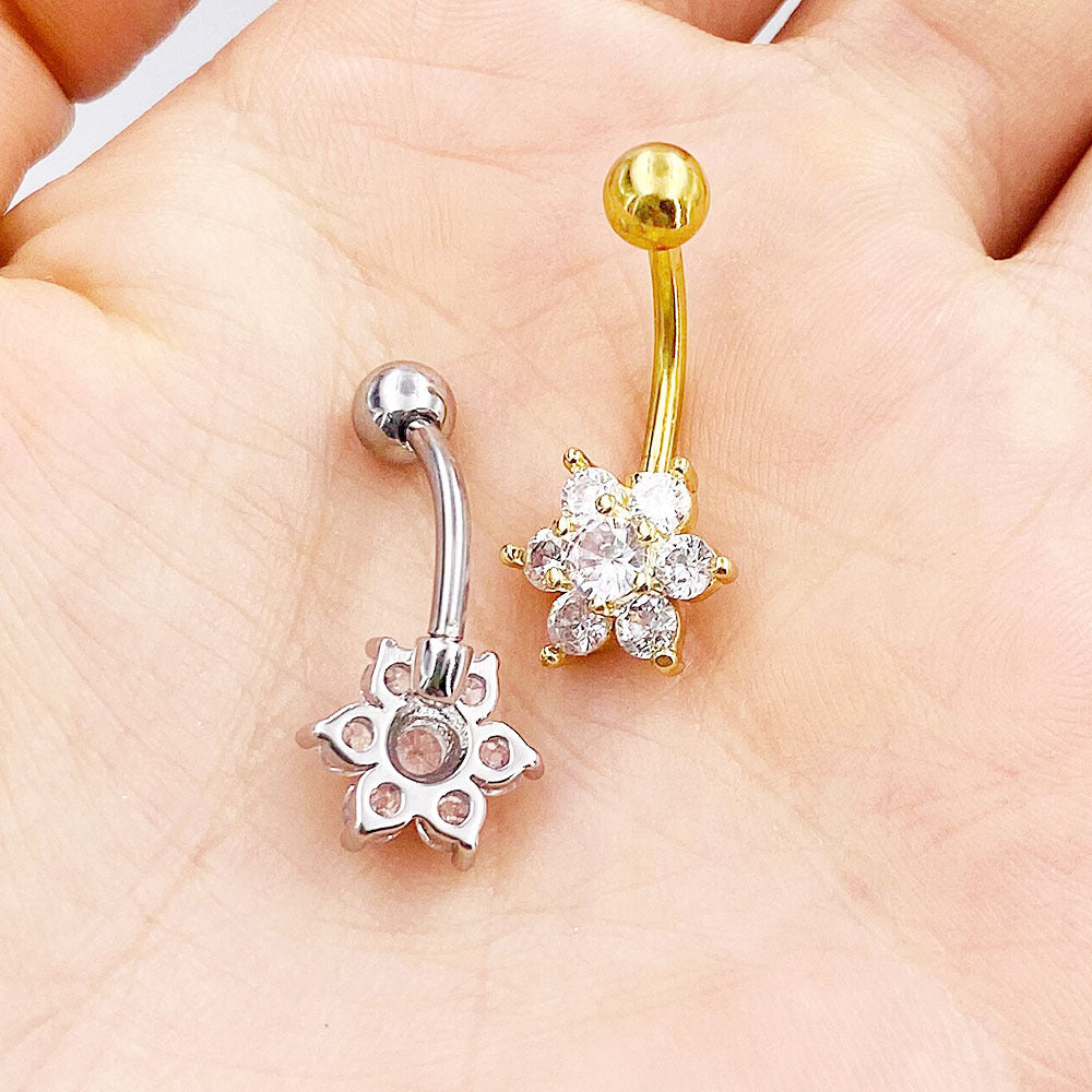 Anillo de ombligo de diamante de acero inoxidable para el cuerpo