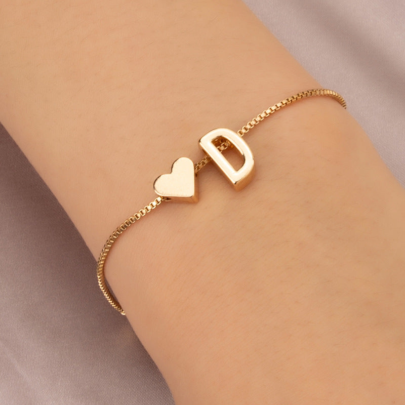 Bracelet Heart-shaped English Letters