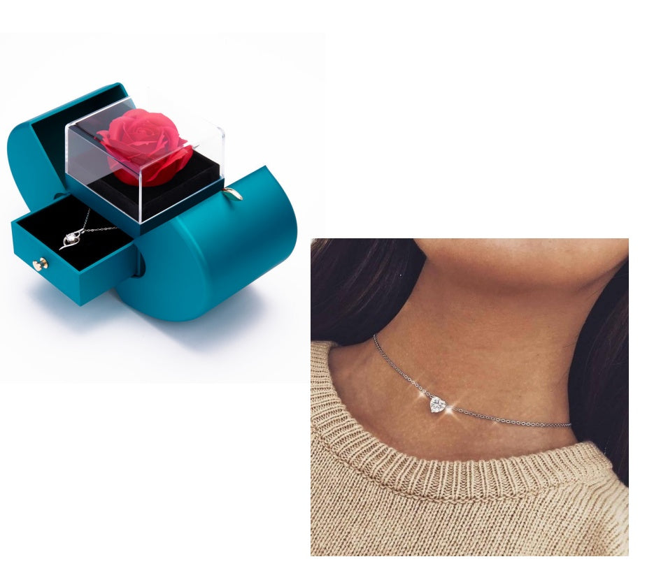 Crystal Heart Choker Necklace