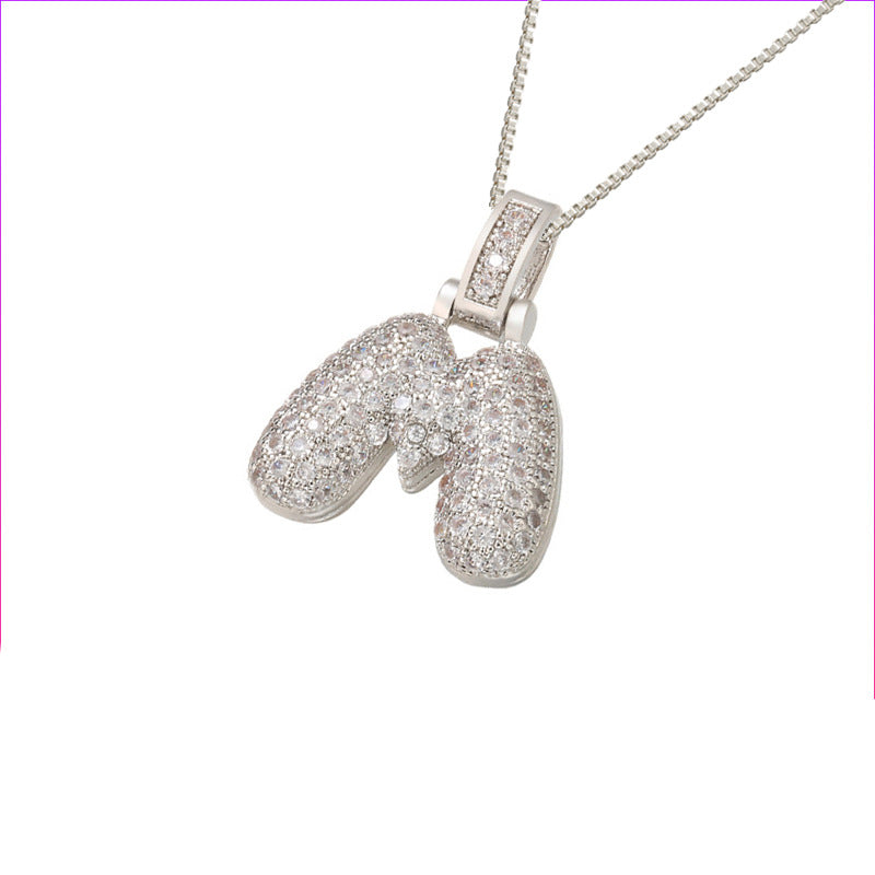 Schlüsselbeinkette Kupfer Mikro-intarsierte Zirkon 26 Buchstaben-Anhänger-Halskette für Frauen Geburtstag Schmuck Geschenke