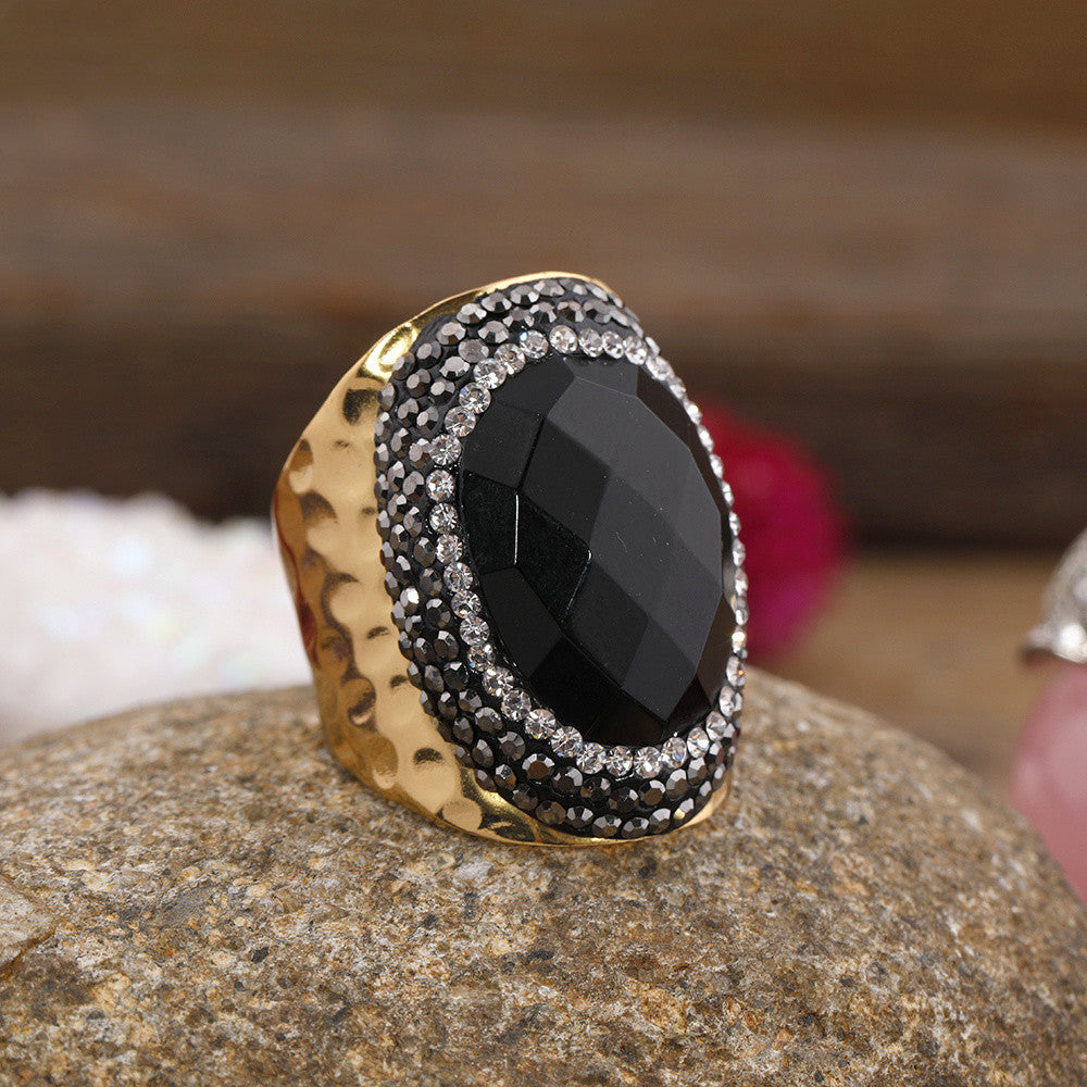 Damen Strass Natur Türkis Ring Schmuck
