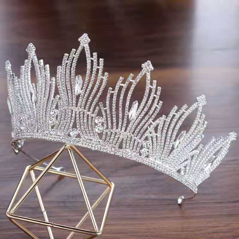 Glänzende Brauttiara Kronen Kristall Hochzeit Haarschmuck
