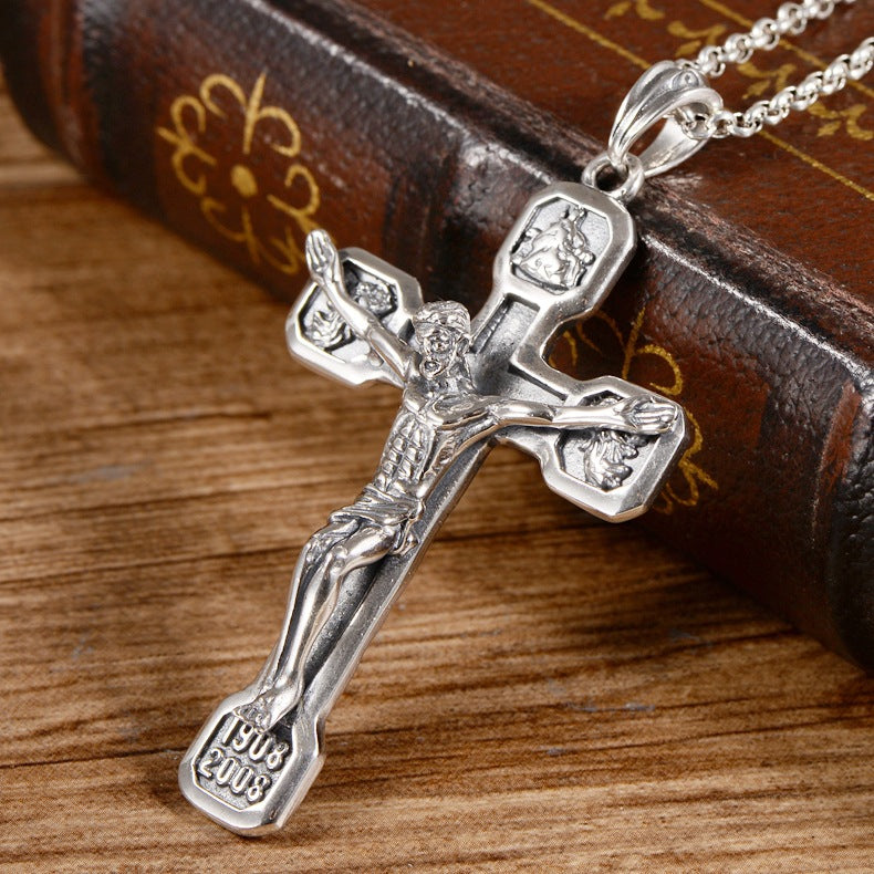 Jesus Kreuz Herrenanhänger Silber Anhänger