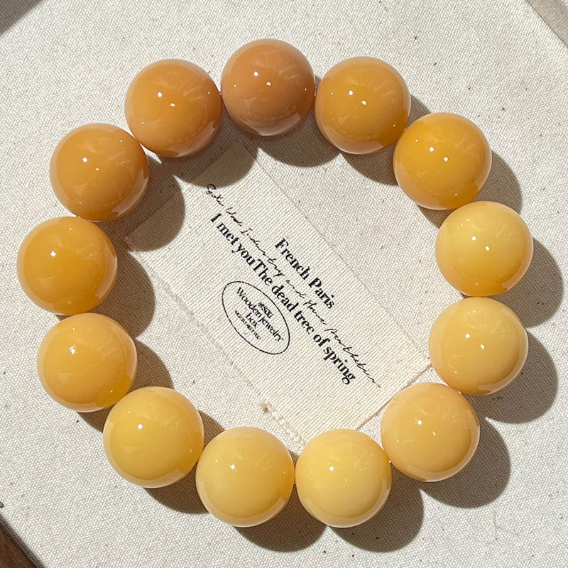 Rare Large Size White Jade Bodhi Root Bracelet