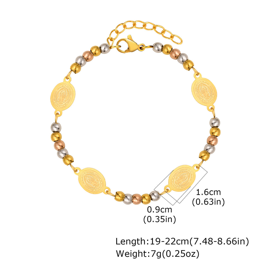 Stainless Steel Round Beads Virgin Gold Bracelet