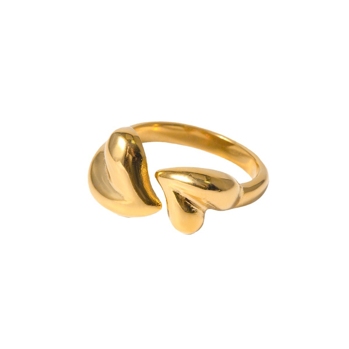 Edelstahl Asymmetrische Herzform Offene Ringe Romantische Valentinstagsgeschenke Für Frauen Modeschmuck
