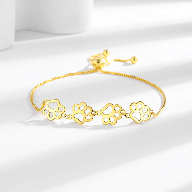 Womens Stylish Minimalist Paw Print Bracelet