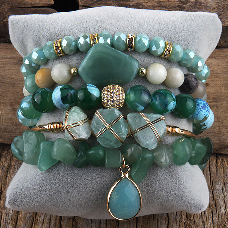 Natural Stone Glass Mixed Gravel Bracelet