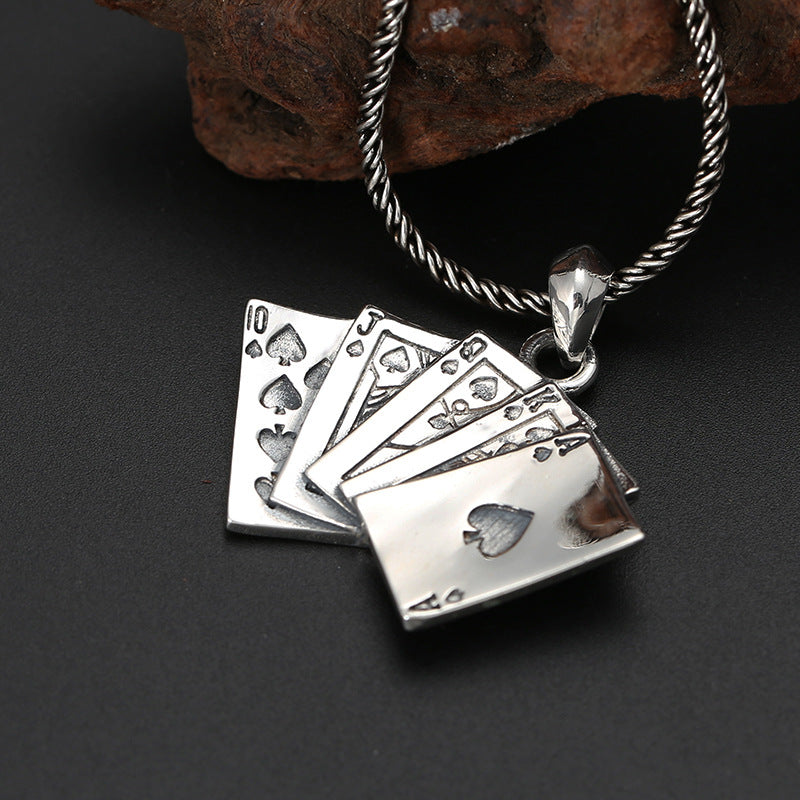 S925 Sterling-Silber-Anhänger Schmuck Modisch All-Match Kreativer Flush Poker