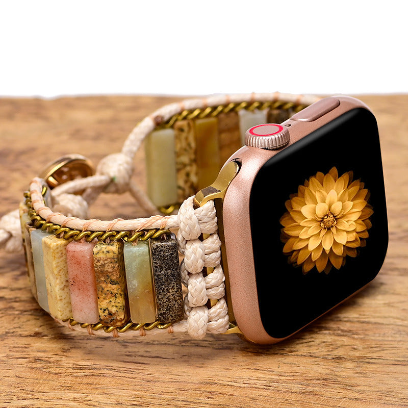 Correa de reloj trenzada de piedra estilo bohemio