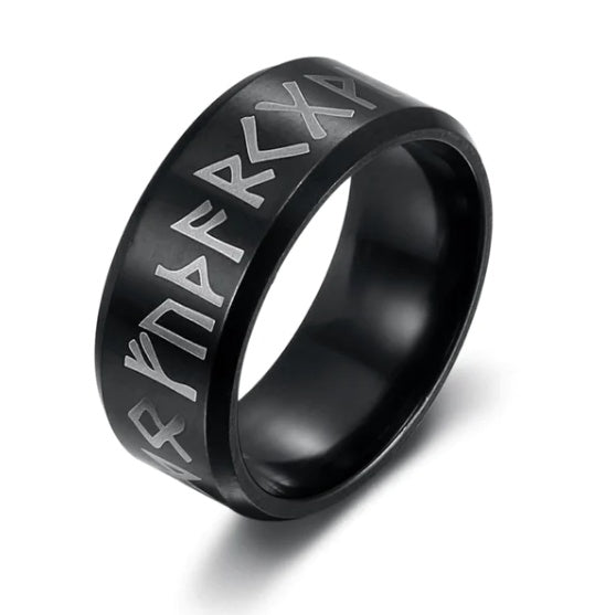 Asgard Crafted Handgefertigter Edelstahl-Runenalphabet-Ring