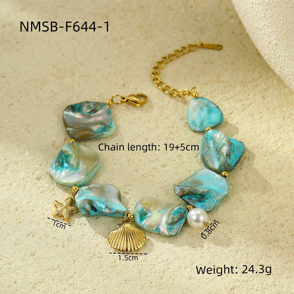 Stainless Steel Bracelet Beach Shell Pearl