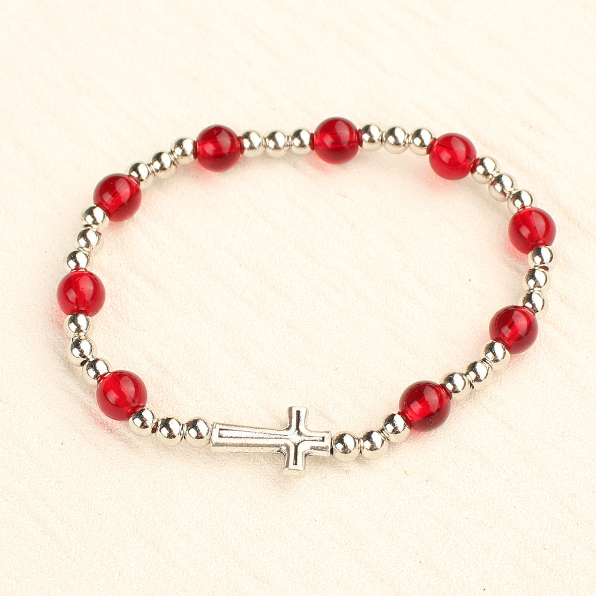 Women's Fashion Simple Cross Rosary Bracelet