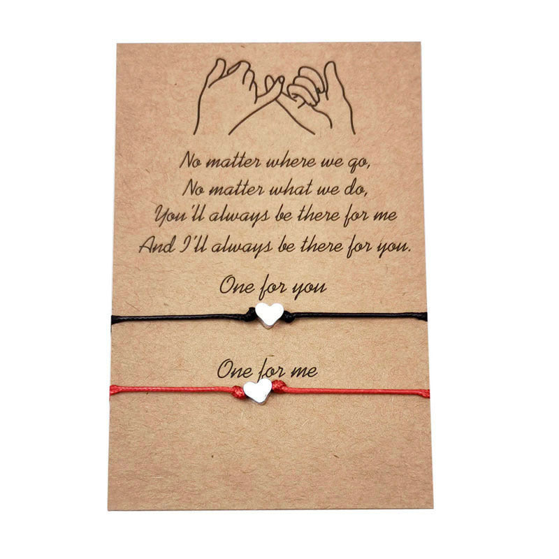 Heart-shaped Sunflower Wax Line Hand-woven Couple Friendship Card Bracelet