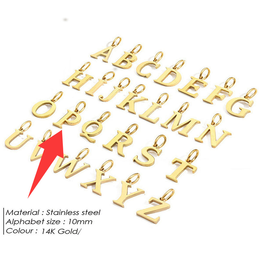 26-letter Hanging Stainless Steel Letter Necklace