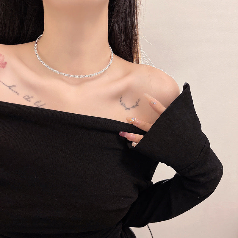 Women's Fashion Simple Double Diamond Necklace