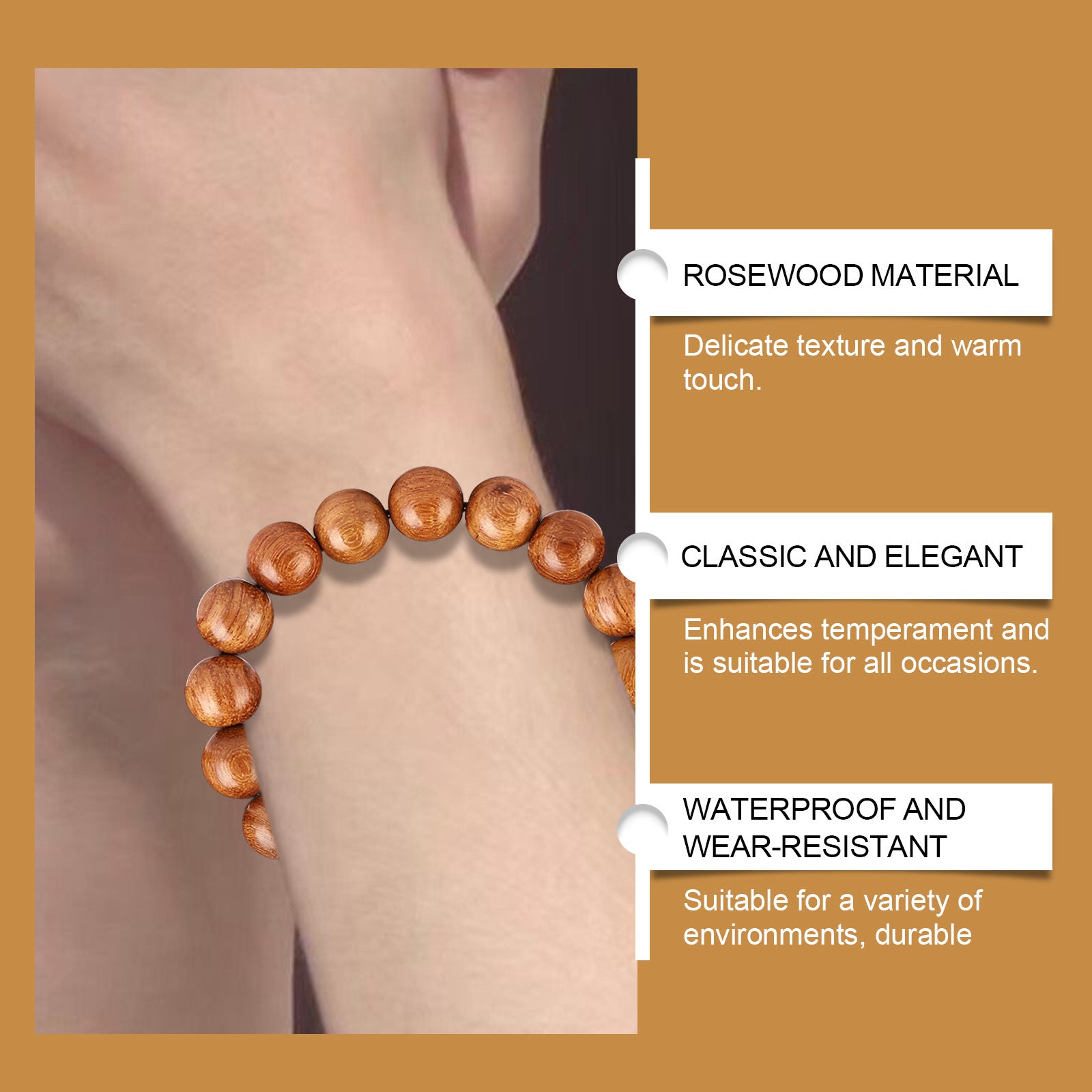 Rosewood Beads Bracelet Simple Fashion