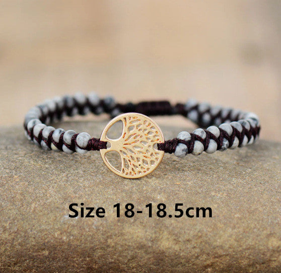 Pulsera de la amistad para amantes, de yoga, tejida a mano con cuentas de ágata natural