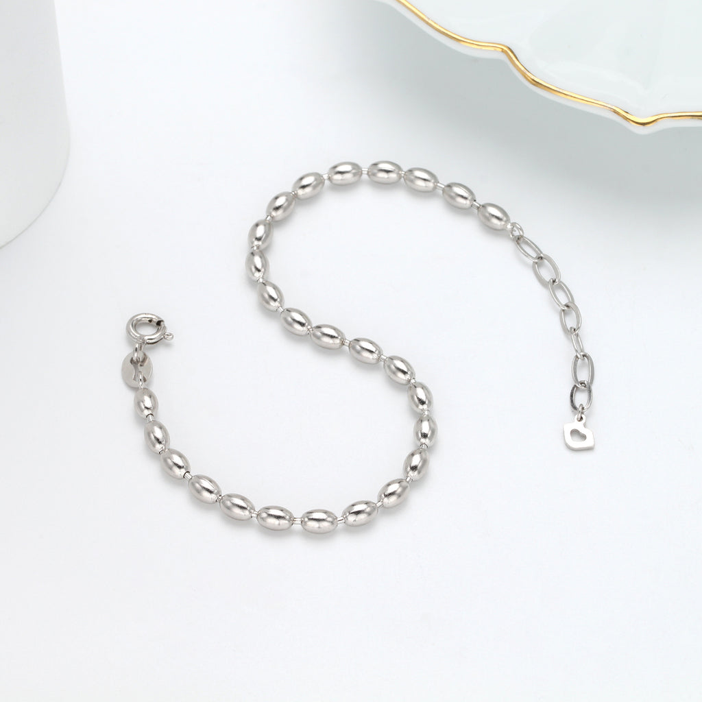 S925 Sterling Silver Simple Elegant Beanie Bracelet