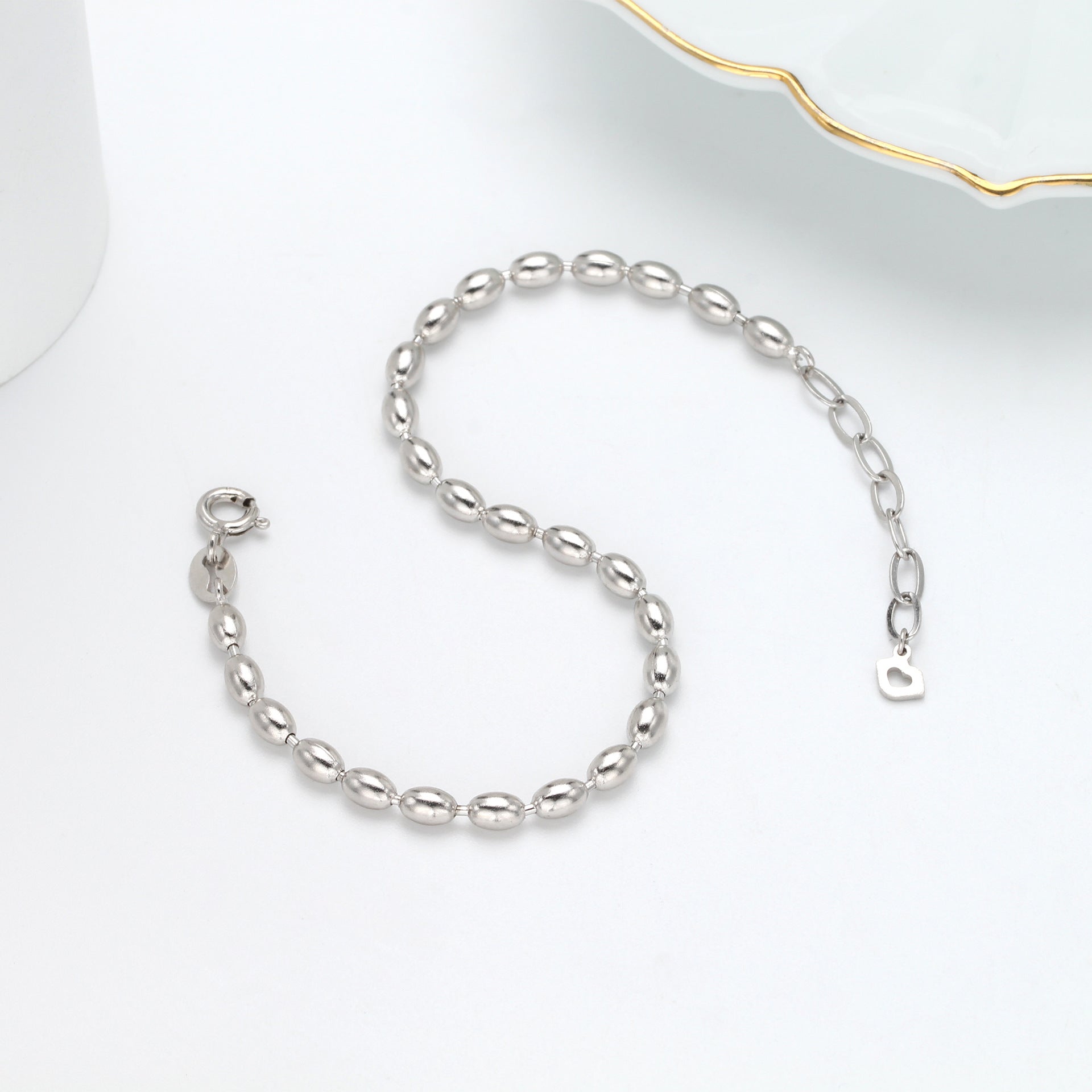 S925 Sterling Silver Simple Elegant Beanie Bracelet