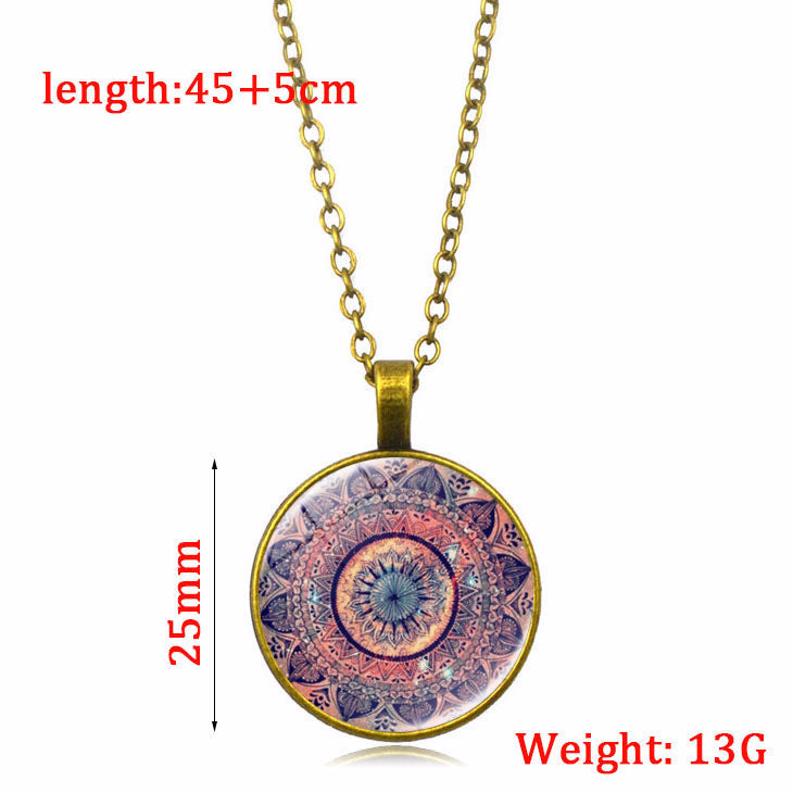 Yoga Mandala Blume Zeit Edelstein Halskette