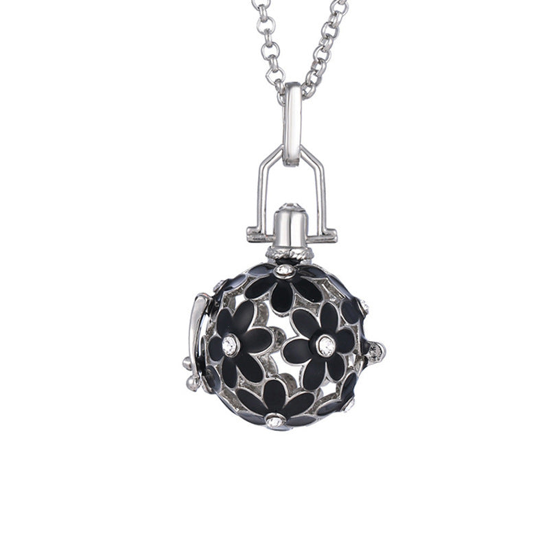 Collar hueco de aromaterapia con jaula de circonita, difusor de aceites esenciales, caja de perfume, accesorios antiguos para ropa tradicional Han