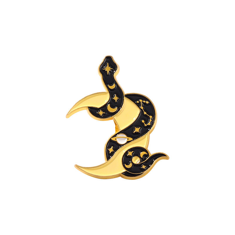 Broche de aleación con forma de serpiente de dibujos animados, broche de goteo de aceite para hombres y mujeres, accesorios