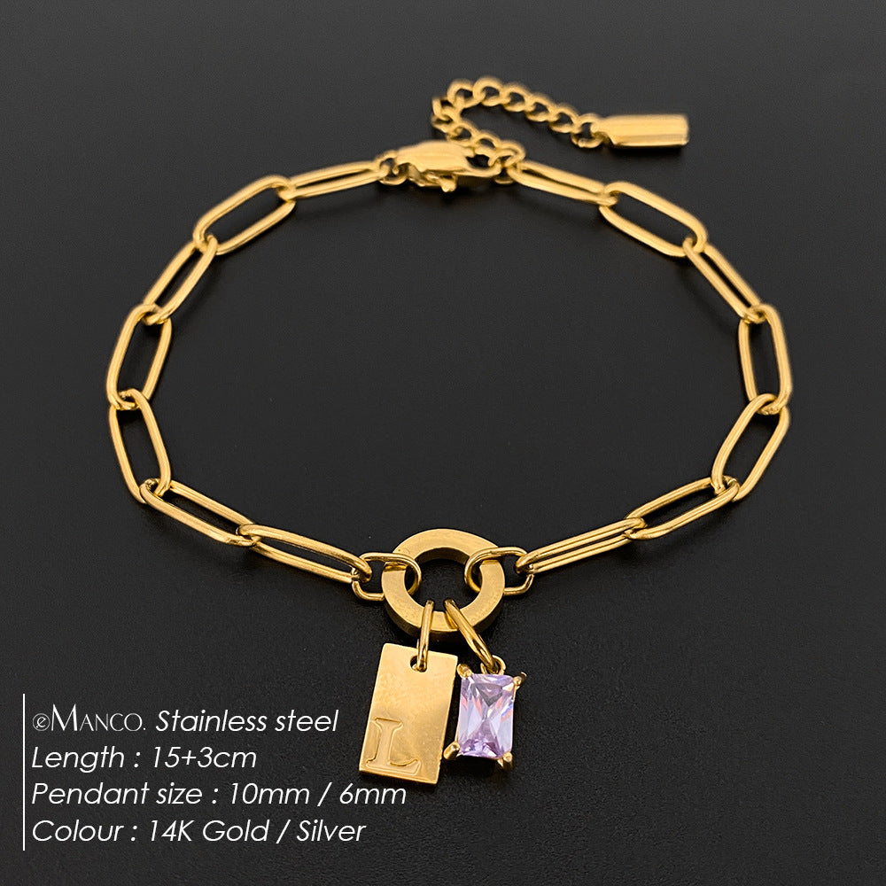 Womens Fashionable Rhinestone Letter Combination Bracelet Jewelry