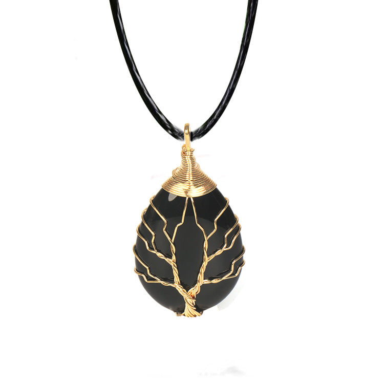 Collar de colgante de cristal tosco hecho a mano