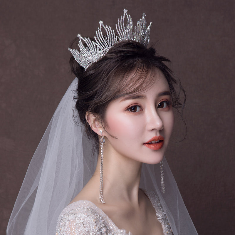Glänzende Brauttiara Kronen Kristall Hochzeit Haarschmuck