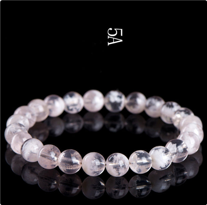 Natural Snowflake Ghost Round Beads Bracelet