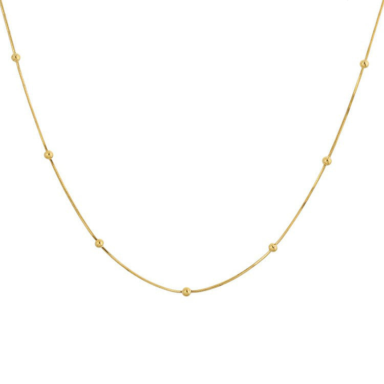 Simple All-match Round Beads Snake Bones Chain Titanium Steel Necklace