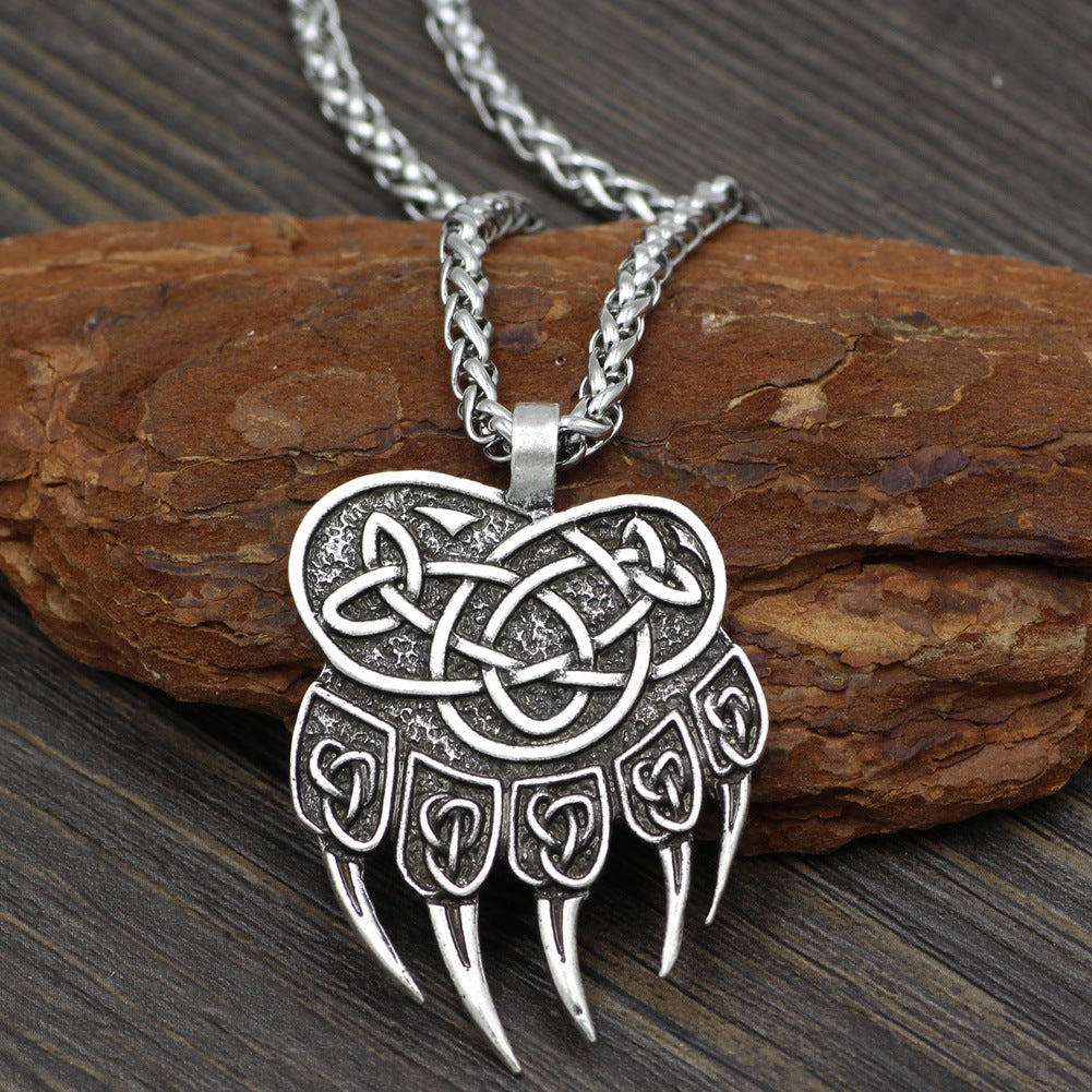 Asgard Crafted Handgefertigter Edelstahl Bärenpfoten-Anhänger mit Kette
