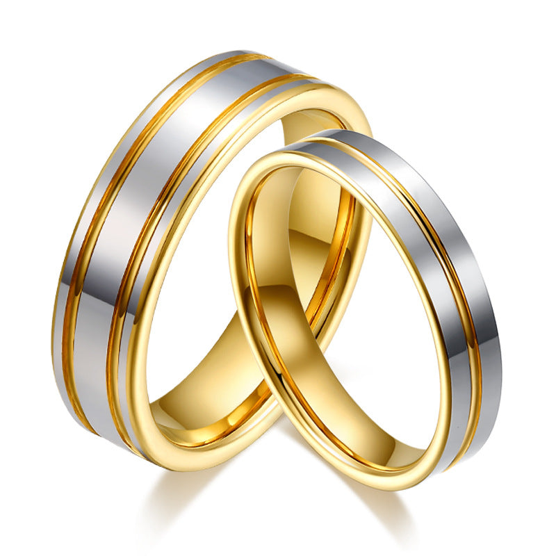 Un par de anillos de oro de tungsteno para hombres y mujeres para propuesta de matrimonio Anillo de oro