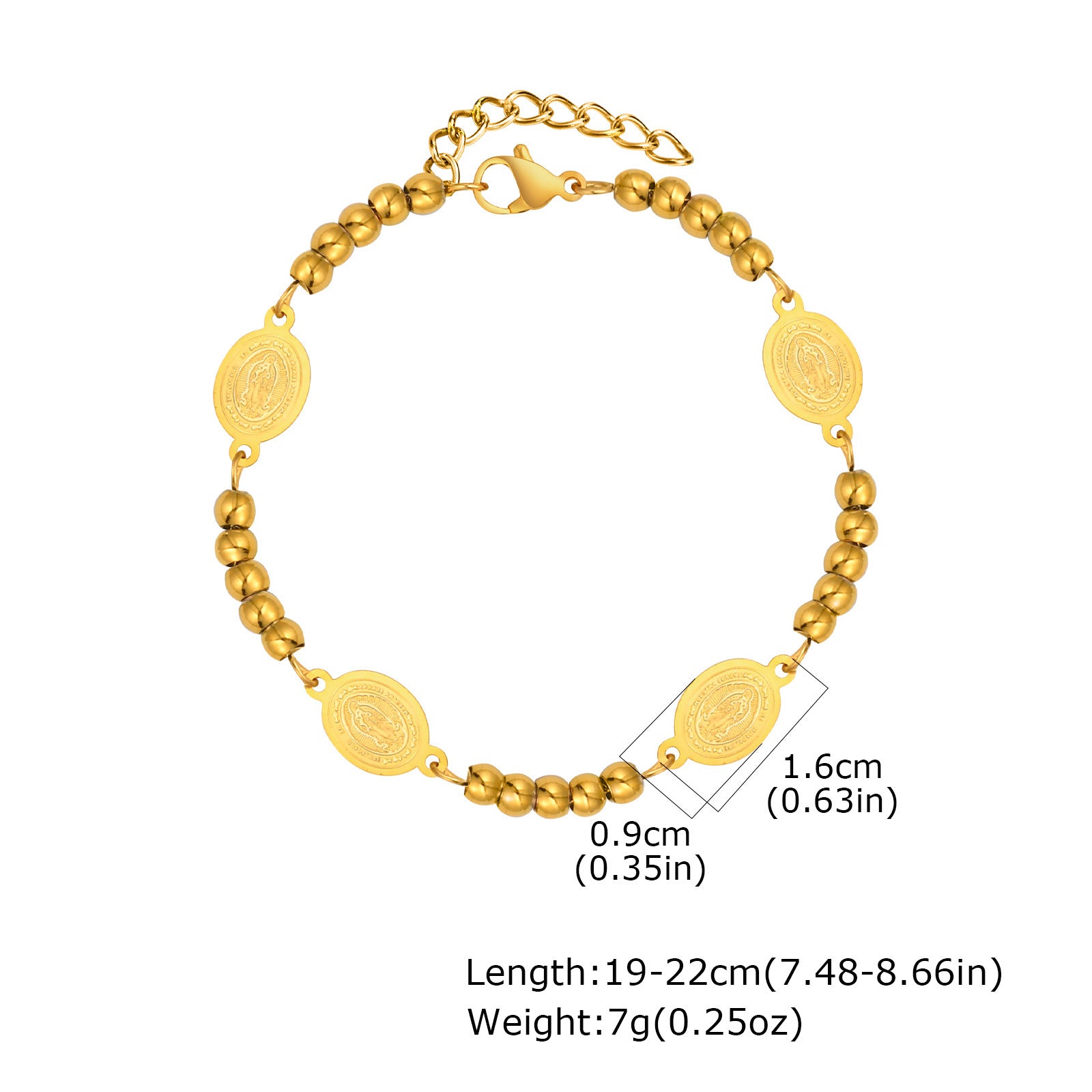 Stainless Steel Round Beads Virgin Gold Bracelet