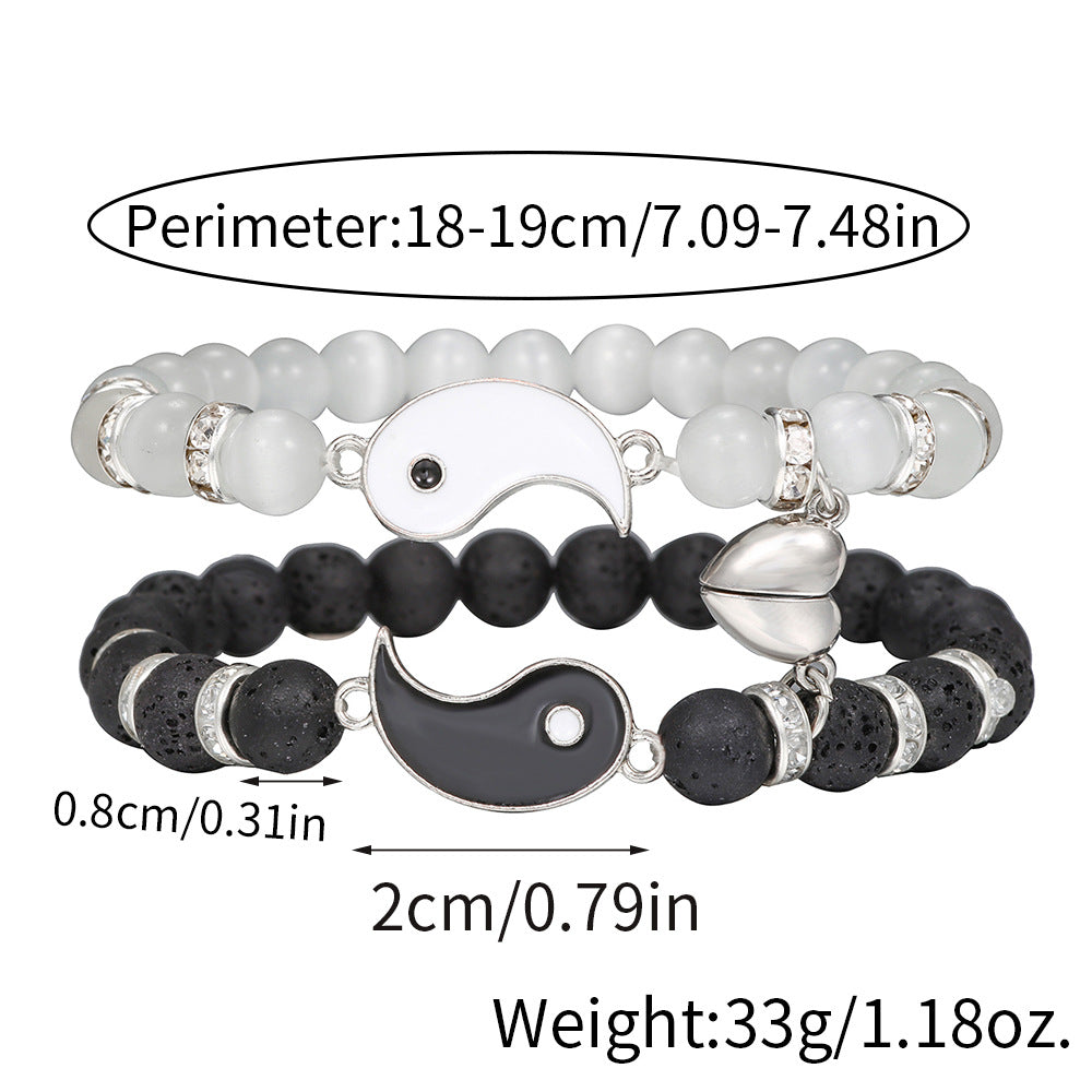 Liebes-Magnetarmband Opal Vulkan Yin Yang Tai Chi Armband