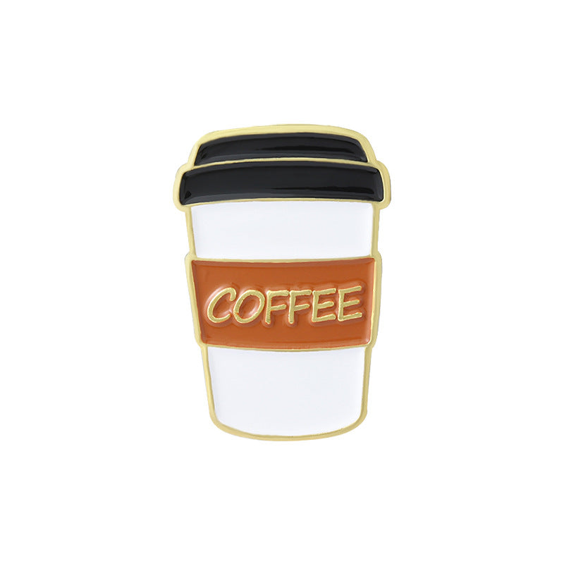 Broche de metal con diseño de leche, pizza, café, comida y juguetes, muy solicitado