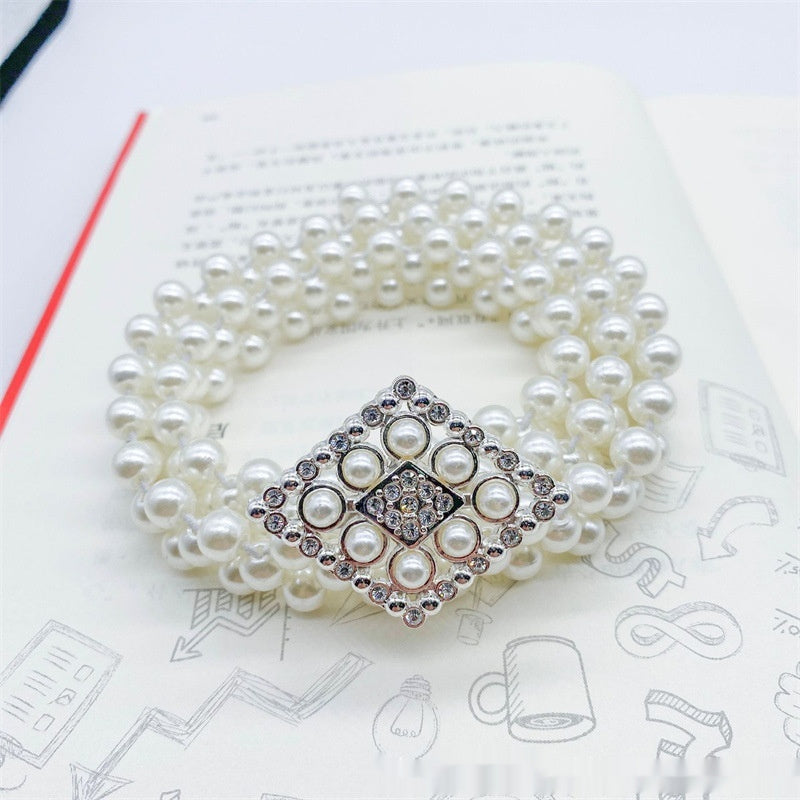 Joyería de moda para mujer, cadena de cintura con perlas blancas