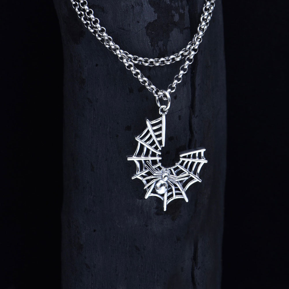 Colgante Telaraña Plata de Ley 925 Gótico Collar Adorno