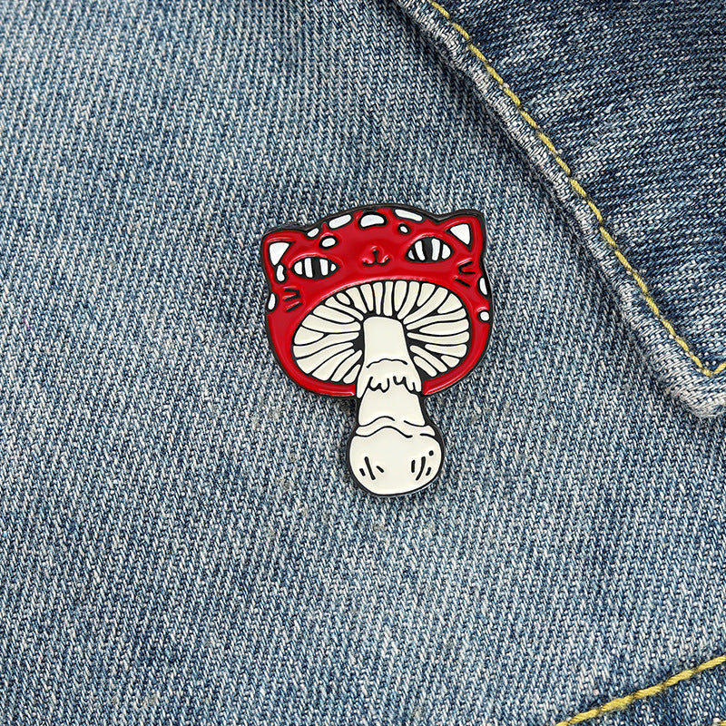 Mini rote Pilz Brosche Legierung Farbe Frosch Anstecknadel Cowboy Abzeichen