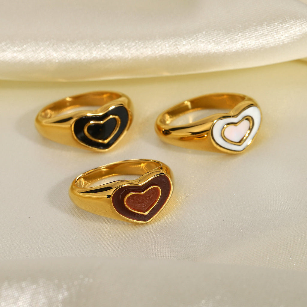 Metall-Liebesherz-Ring Titanstahl-Pfirsichherz-Ring