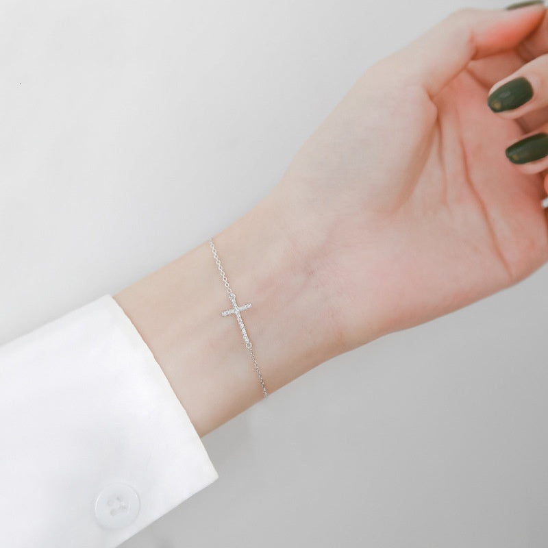 Damenmode S925 Silber Kreuz Schlichtes Schlankes Armband