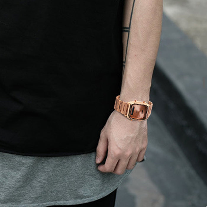 Retro Klassische Business Elektronische Armbanduhr mit Stahlarmband