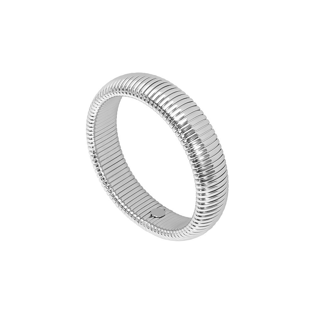 Pulsera elástica de acero inoxidable con baño de oro de 18K